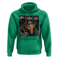 Funny Pitbull Drinking Coffee Hoodie Dog Meme Caffeine Graphic