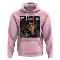 Funny Pitbull Drinking Coffee Hoodie Dog Meme Caffeine Graphic