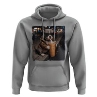 Funny Pitbull Drinking Coffee Hoodie Dog Meme Caffeine Graphic