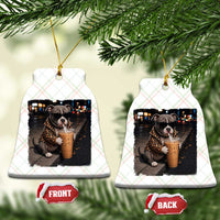 Funny Pitbull Drinking Coffee Ceramic Ornament Dog Meme Caffeine Graphic