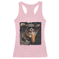 Funny Pitbull Drinking Coffee Racerback Tank Top Dog Meme Caffeine Graphic