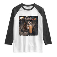 Funny Pitbull Drinking Coffee Raglan Shirt Dog Meme Caffeine Graphic