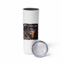 Funny Pitbull Drinking Coffee Skinny Tumbler Dog Meme Caffeine Graphic