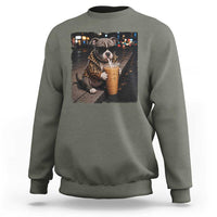 Funny Pitbull Drinking Coffee Sweatshirt Dog Meme Caffeine Graphic