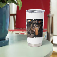 Funny Pitbull Drinking Coffee Tumbler Cup Dog Meme Caffeine Graphic