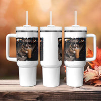 Funny Pitbull Drinking Coffee Tumbler With Handle Dog Meme Caffeine Graphic