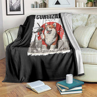 Corgizilla Giant Throw Blanket Funny Corgi Monster Roaring Tokyo Japan