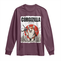 Corgizilla Giant Long Sleeve Shirt Funny Corgi Monster Roaring Tokyo Japan