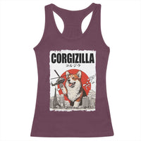 Corgizilla Giant Racerback Tank Top Funny Corgi Monster Roaring Tokyo Japan