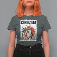 Corgizilla Giant T Shirt For Women Funny Corgi Monster Roaring Tokyo Japan