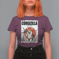 Corgizilla Giant T Shirt For Women Funny Corgi Monster Roaring Tokyo Japan