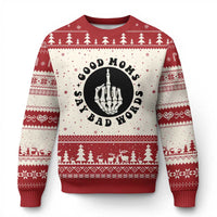 Funny Skeleton Mom Quote Ugly Christmas Sweater Good Moms Say Bad Words