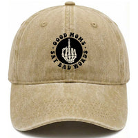 Funny Skeleton Mom Quote Washed Cotton Baseball Cap Good Moms Say Bad Words