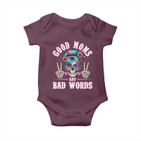 Skeleton Messy Bun Mom Baby Onesie Good Moms Say Bad Words