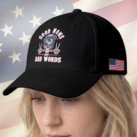 Skeleton Messy Bun Mom Baseball Cap Good Moms Say Bad Words