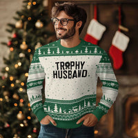 Funny Trophy Husband Ugly Christmas Sweater Sarcastic Marriage Quote