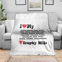Funny Trophy Wife Quote Throw Blanket Loving Gorgeous Smart Wife Appreciation Gift