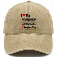 Funny Trophy Wife Quote Washed Cotton Baseball Cap Loving Gorgeous Smart Wife Appreciation Gift