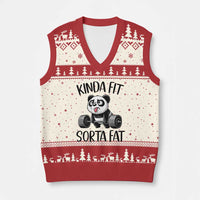 Funny Gym Panda Lover V-Neck Knit Sweater Vest Kinda Fit Sorta Fat
