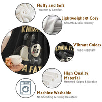 Funny Panda Weightlifting Workout Throw Blanket Kinda Fit Sorta Fat