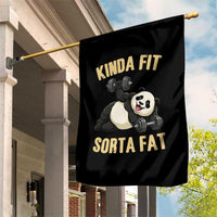 Funny Panda Weightlifting Workout Garden Flag Kinda Fit Sorta Fat