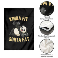 Funny Panda Weightlifting Workout Garden Flag Kinda Fit Sorta Fat