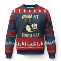 Funny Panda Weightlifting Workout Ugly Christmas Sweater Kinda Fit Sorta Fat