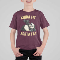 Funny Panda Weightlifting Workout T Shirt For Kid Kinda Fit Sorta Fat