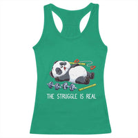 Funny Panda Workout Gift Racerback Tank Top The Struggle Is Real