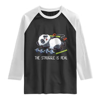Funny Panda Workout Gift Raglan Shirt The Struggle Is Real