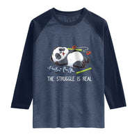 Funny Panda Workout Gift Raglan Shirt The Struggle Is Real