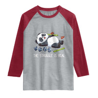 Funny Panda Workout Gift Raglan Shirt The Struggle Is Real