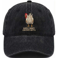 Guess What Chicken Butt Joke Washed Cotton Baseball Cap Funny Chicken Lover Graphic