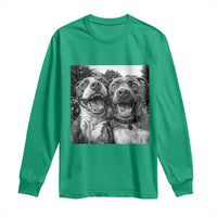 Pitbull Selfie Meme Long Sleeve Shirt Funny Dog Lover Graphic