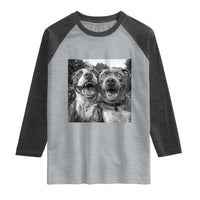 Pitbull Selfie Meme Raglan Shirt Funny Dog Lover Graphic