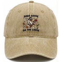 Dada Goose On The Loose Washed Cotton Baseball Cap Funny Fatherhood Humor Gift