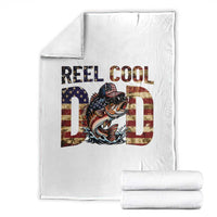 Patriotic Reel Cool Dad Throw Blanket American Flag Fishing Fathers Day Gift