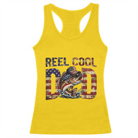 Patriotic Reel Cool Dad Racerback Tank Top American Flag Fishing Fathers Day Gift
