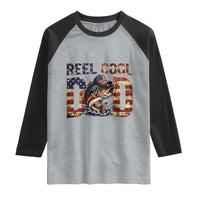 Patriotic Reel Cool Dad Raglan Shirt American Flag Fishing Fathers Day Gift