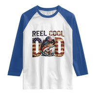 Patriotic Reel Cool Dad Raglan Shirt American Flag Fishing Fathers Day Gift