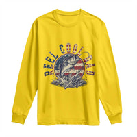 Reel Cool Dad Graphic Long Sleeve Shirt 4th Of July Fishing Patriotic Dad