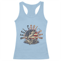 Reel Cool Dad Graphic Racerback Tank Top 4th Of July Fishing Patriotic Dad