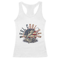 Reel Cool Dad Graphic Racerback Tank Top 4th Of July Fishing Patriotic Dad