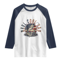 Reel Cool Dad Graphic Raglan Shirt 4th Of July Fishing Patriotic Dad