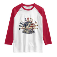Reel Cool Dad Graphic Raglan Shirt 4th Of July Fishing Patriotic Dad