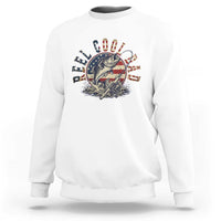 Reel Cool Dad Graphic Sweatshirt 4th Of July Fishing Patriotic Dad