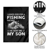 Father And Son Fishing Garden Flag Asked God For A Fishing Partner Graphic