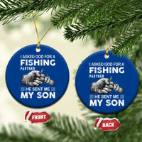 Father And Son Fishing Ceramic Ornament Asked God For A Fishing Partner Graphic