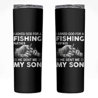 Father And Son Fishing Skinny Tumbler Asked God For A Fishing Partner Graphic