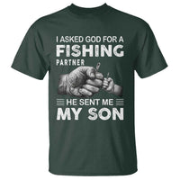 Father And Son Fishing T Shirt Asked God For A Fishing Partner Graphic